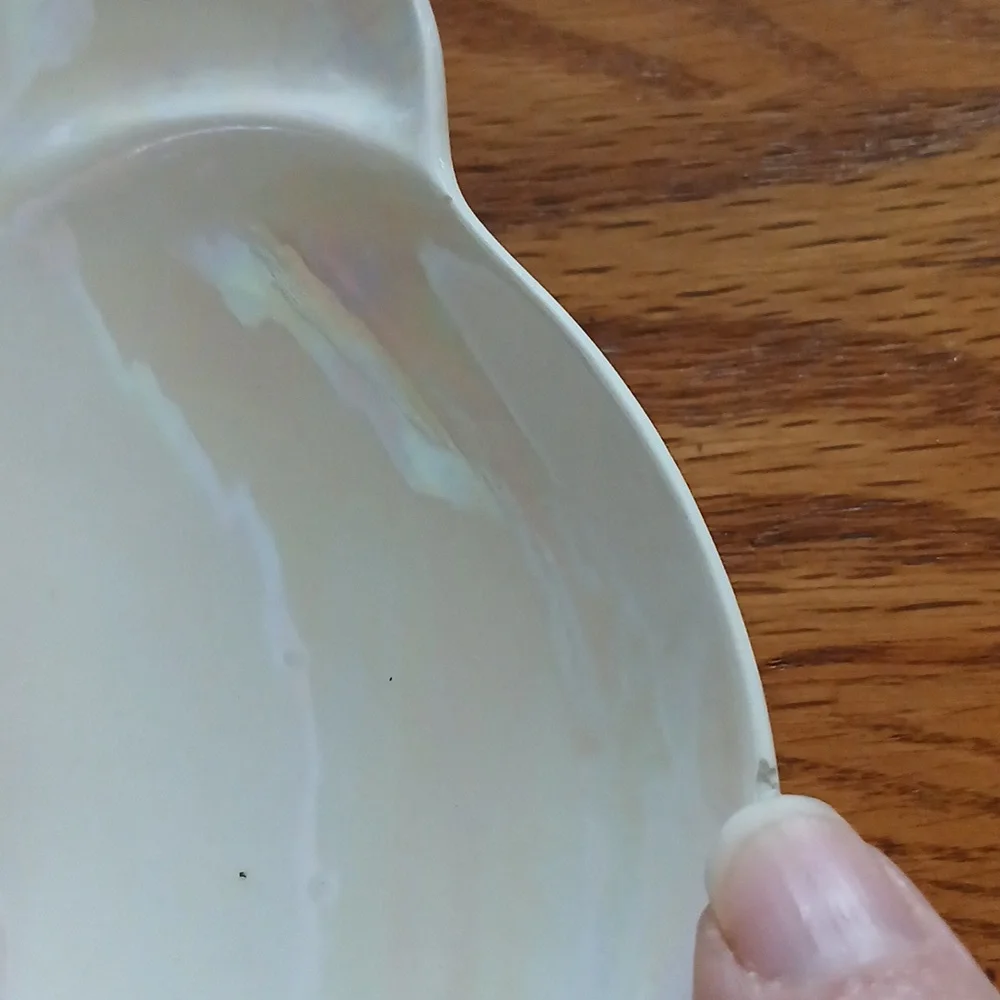 Vintage Lefton irridescent divided pixie candy dish - Picture 3 of 10